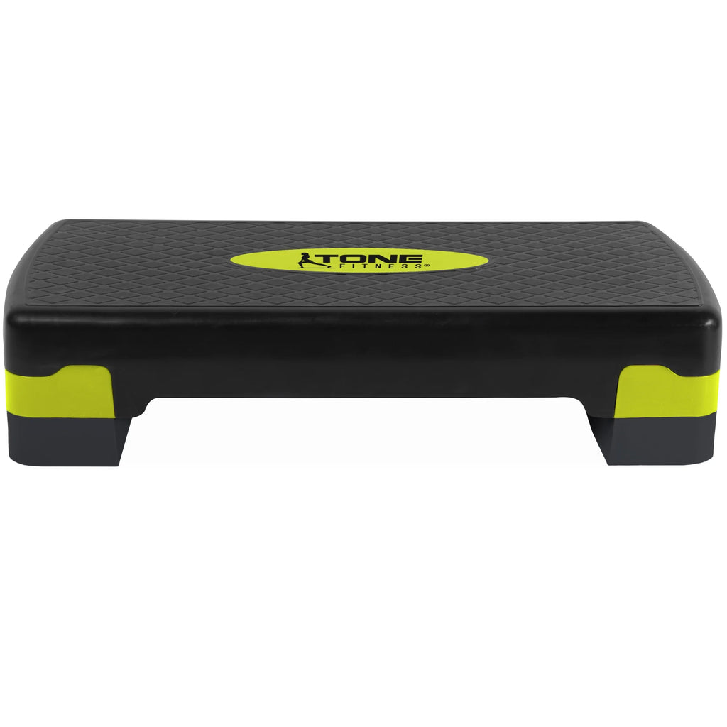 Aerobic Step Platform with Adjustable Risers, Non-Slip Exercise Stepper for Home Workouts, Cardio, Strength Training & Fitness Classes, Black & Yellow