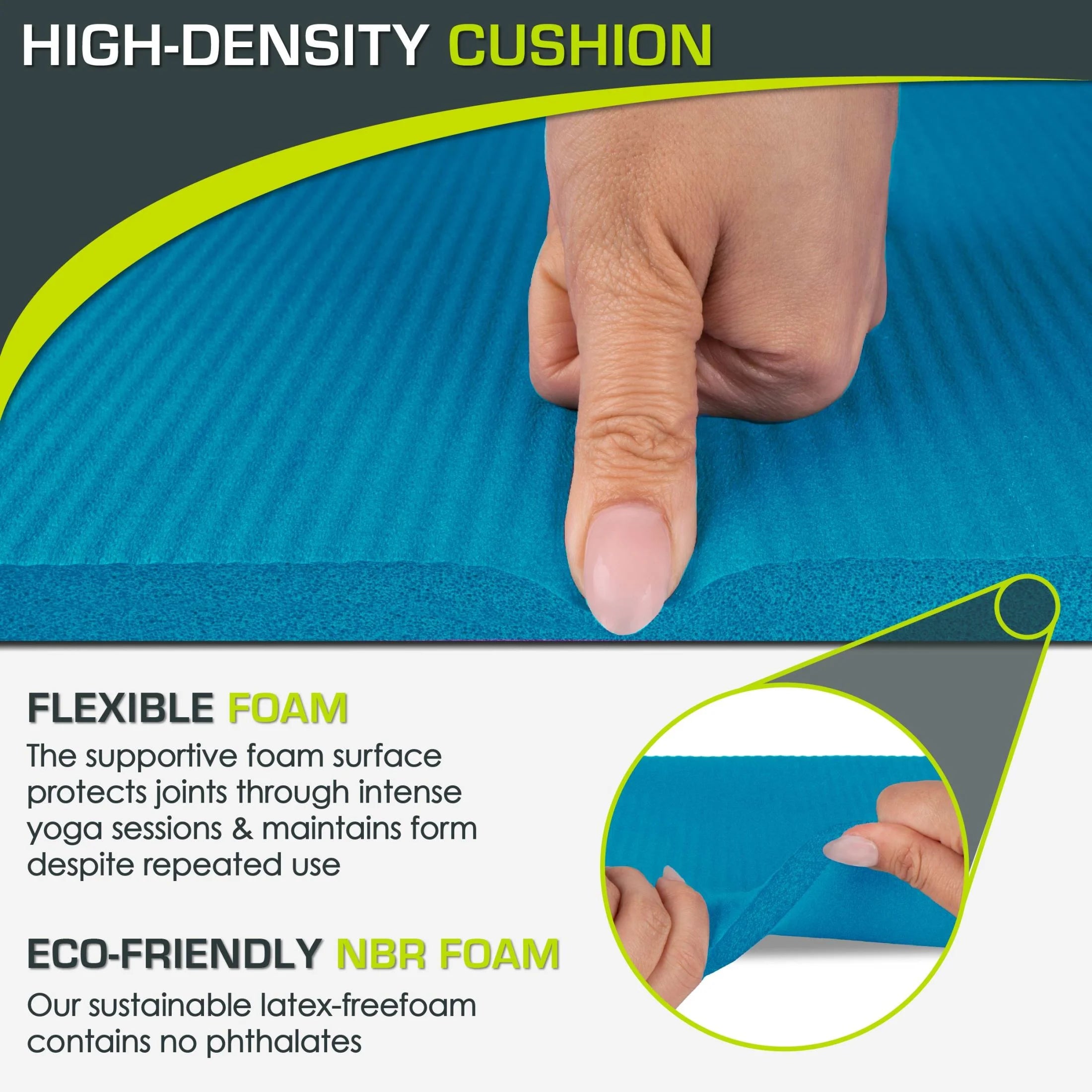 Yoga Knee Pad and Elbow Cushion, 15mm Extra Thick Joint Support Pad for Yoga, Pilates and Floor Exercises, Non-Slip Comfort Pad for Knees, Elbows, Wrists and Head