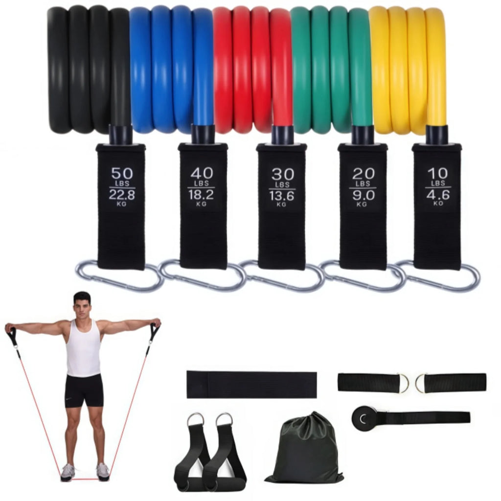 Resistance Bands Set with Handles for Exercise and Strength Training, Adjustable Fitness Bands for Stretching, Muscle Training, Physical Therapy, Home Gym Workouts for Men & Women
