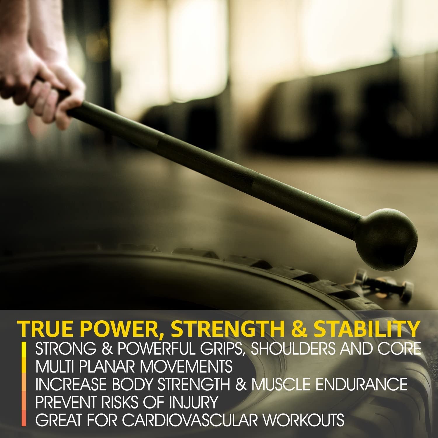 Steel Mace Bell for Strength Training, Full Body Workout Mace for Shoulder, Core, Grip and Forearm Exercises, Functional Fitness Equipment for Men & Women, 15lb