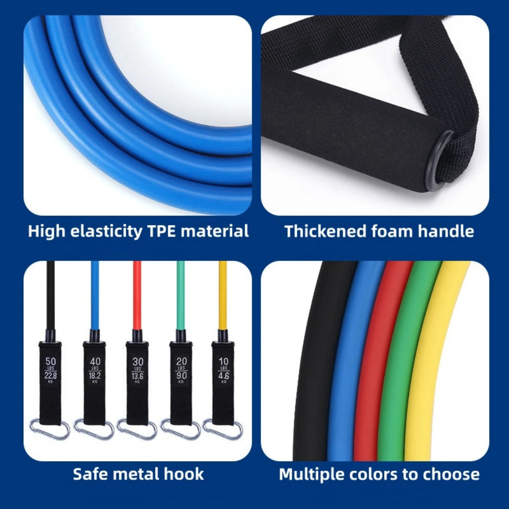 Resistance Bands Set with Handles for Exercise and Strength Training, Adjustable Fitness Bands for Stretching, Muscle Training, Physical Therapy, Home Gym Workouts for Men & Women