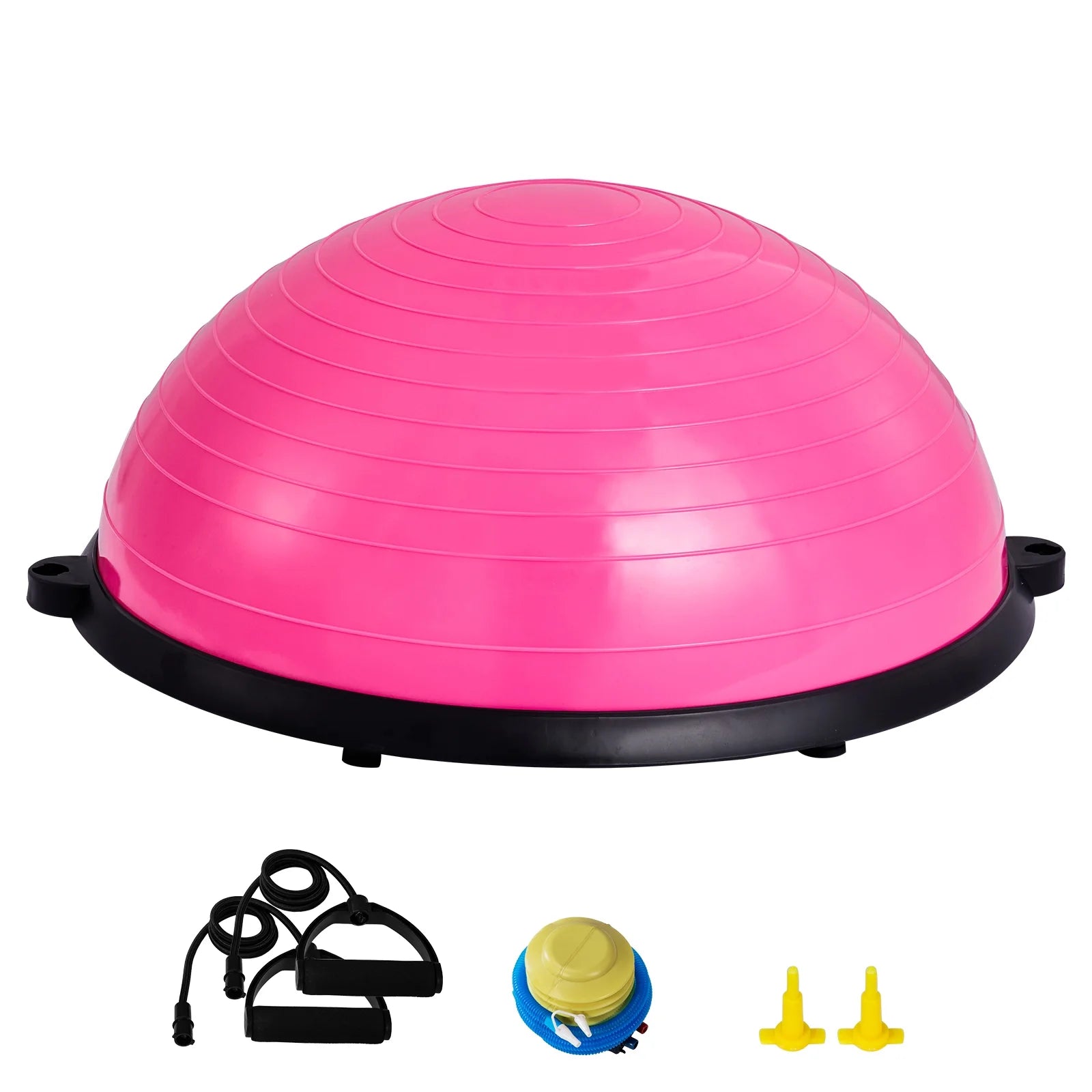 23-Inch Half Balance Ball Trainer with Resistance Bands and Foot Pump, Stability Trainer with 660 lb Weight Capacity for Core Strength, Balance and Full Body Home Workouts