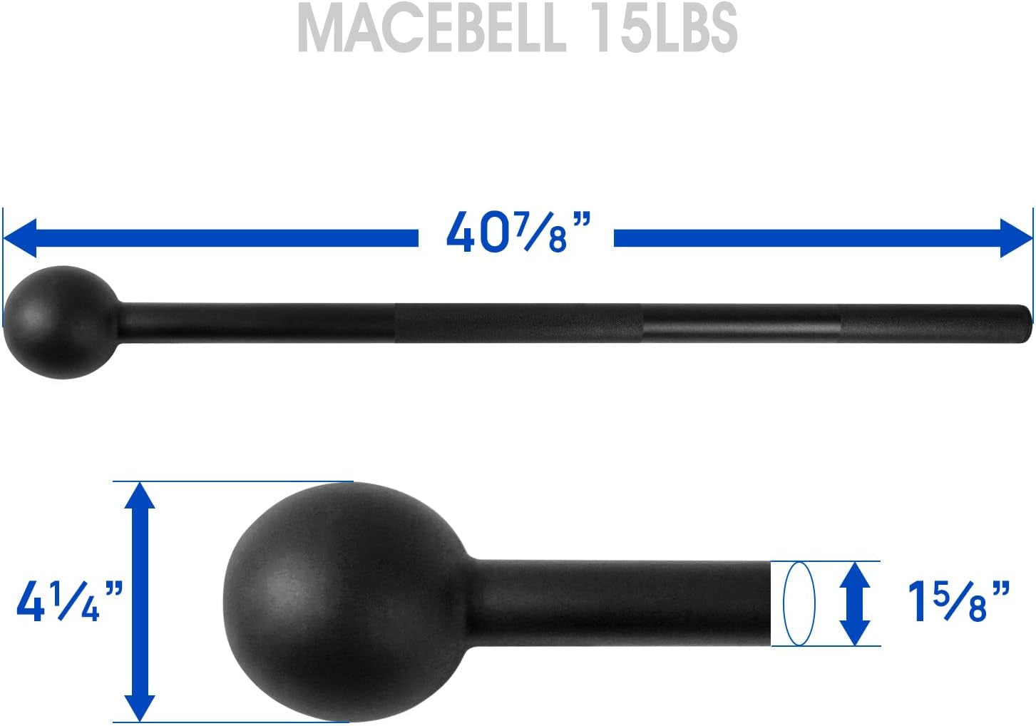 Steel Mace Bell for Strength Training, Full Body Workout Mace for Shoulder, Core, Grip and Forearm Exercises, Functional Fitness Equipment for Men & Women, 15lb