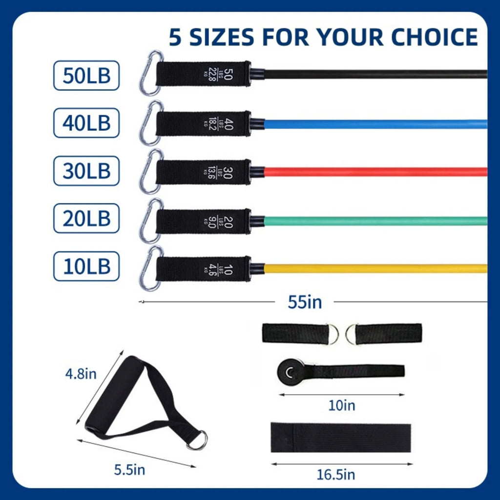 Resistance Bands Set with Handles for Exercise and Strength Training, Adjustable Fitness Bands for Stretching, Muscle Training, Physical Therapy, Home Gym Workouts for Men & Women
