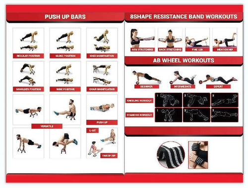 17-in-1 Ab Roller Wheel Kit with Resistance Bands, Push-Up Bars, Jump Rope and Knee Mat, Ab Wheel Exercise Equipment for Core Strength Training and Home Gym Workouts,