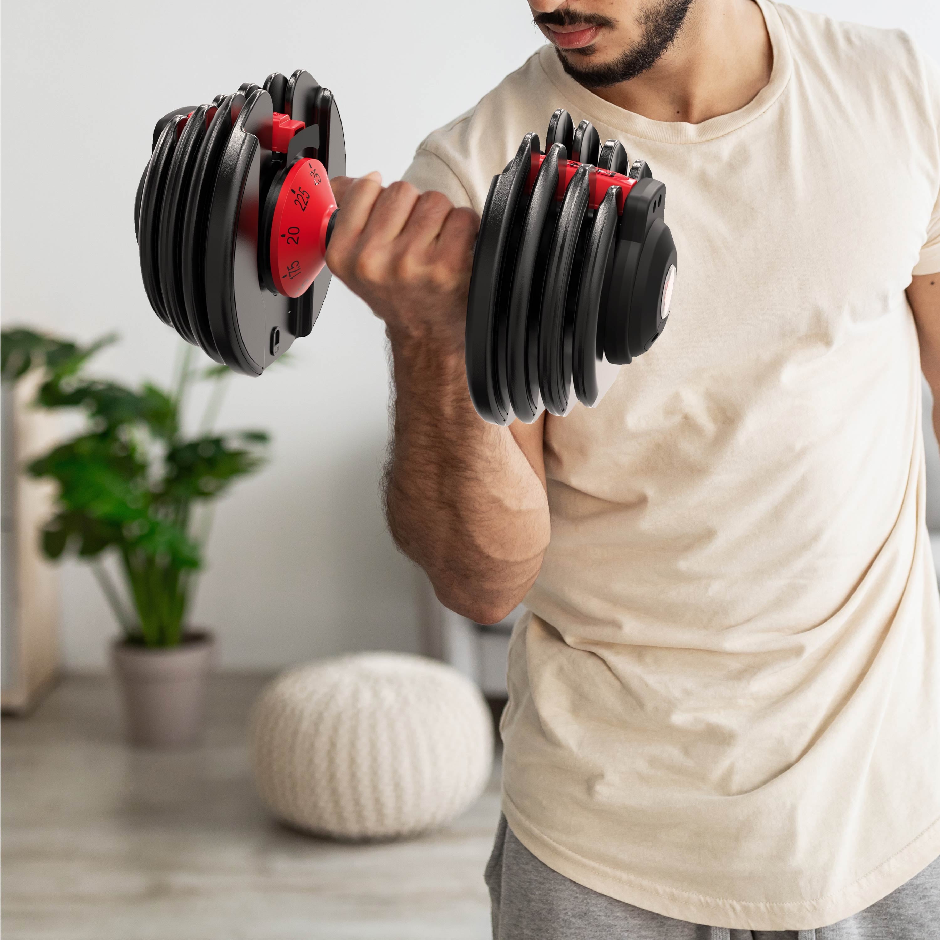 9-in-1 Adjustable Dumbbell, 25 lb Smartbell Weight Set, Quick-Change Adjustable Free Weight for Home Gym Strength Training, Compact Space-Saving Dumbbell for Men & Women