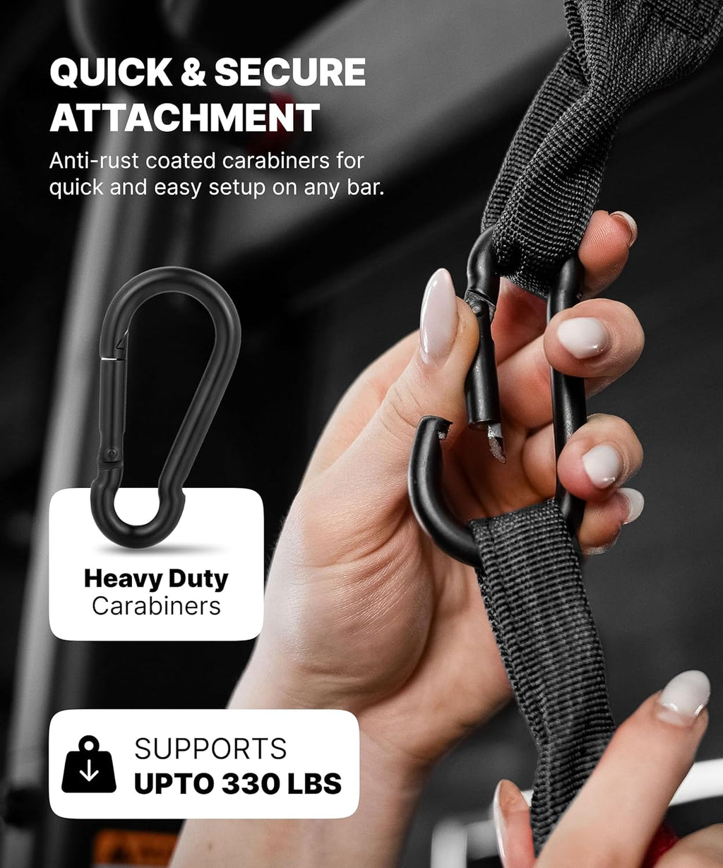 Hanging Ab Straps for Pull-Up Bar, Padded Arm Slings for Core Strength Training, Abdominal Exercise Straps with 2 Steel Carabiners for Leg Raises and Ab Workouts, Home Gym Fitness Equipment