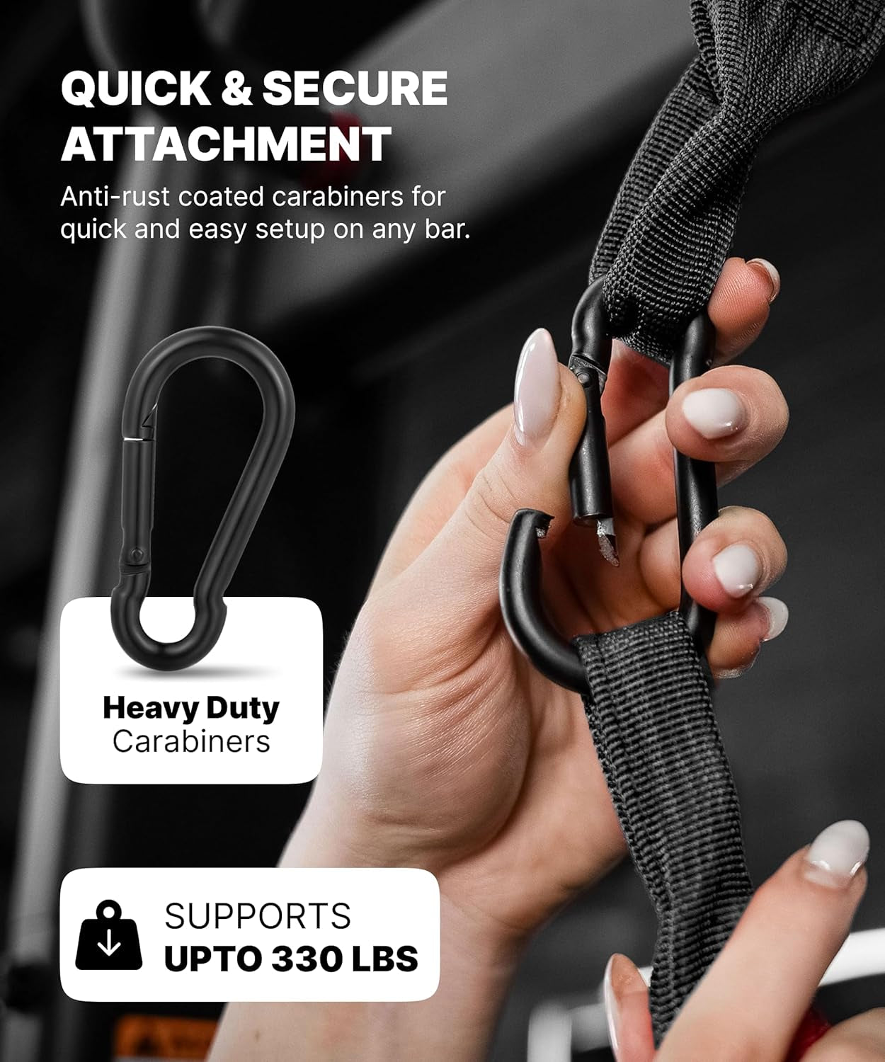 Hanging Ab Straps for Pull-Up Bar, Padded Arm Slings for Core Strength Training, Abdominal Exercise Straps with 2 Steel Carabiners for Leg Raises and Ab Workouts, Home Gym Fitness Equipment