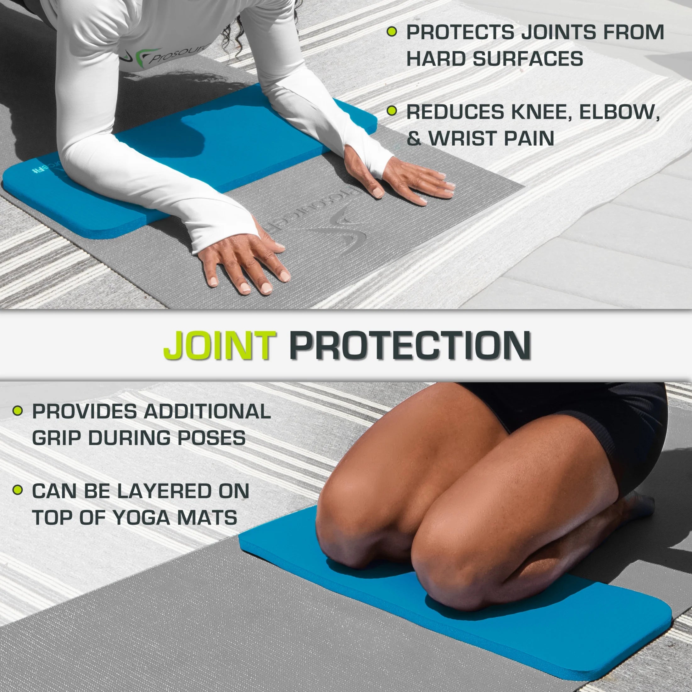 Yoga Knee Pad and Elbow Cushion, 15mm Extra Thick Joint Support Pad for Yoga, Pilates and Floor Exercises, Non-Slip Comfort Pad for Knees, Elbows, Wrists and Head