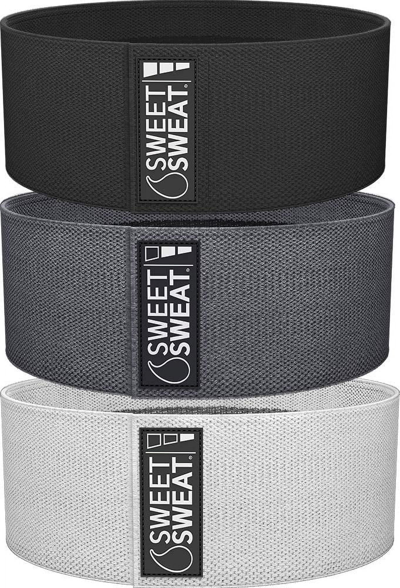 Sweet Sweat 3-Piece Hip Resistance Bands Set, Non-Slip Fabric Booty Bands for Glute and Leg Workouts, Exercise Bands with Mesh Carry Bag for Home Gym, Yoga and Fitness Training, Pink