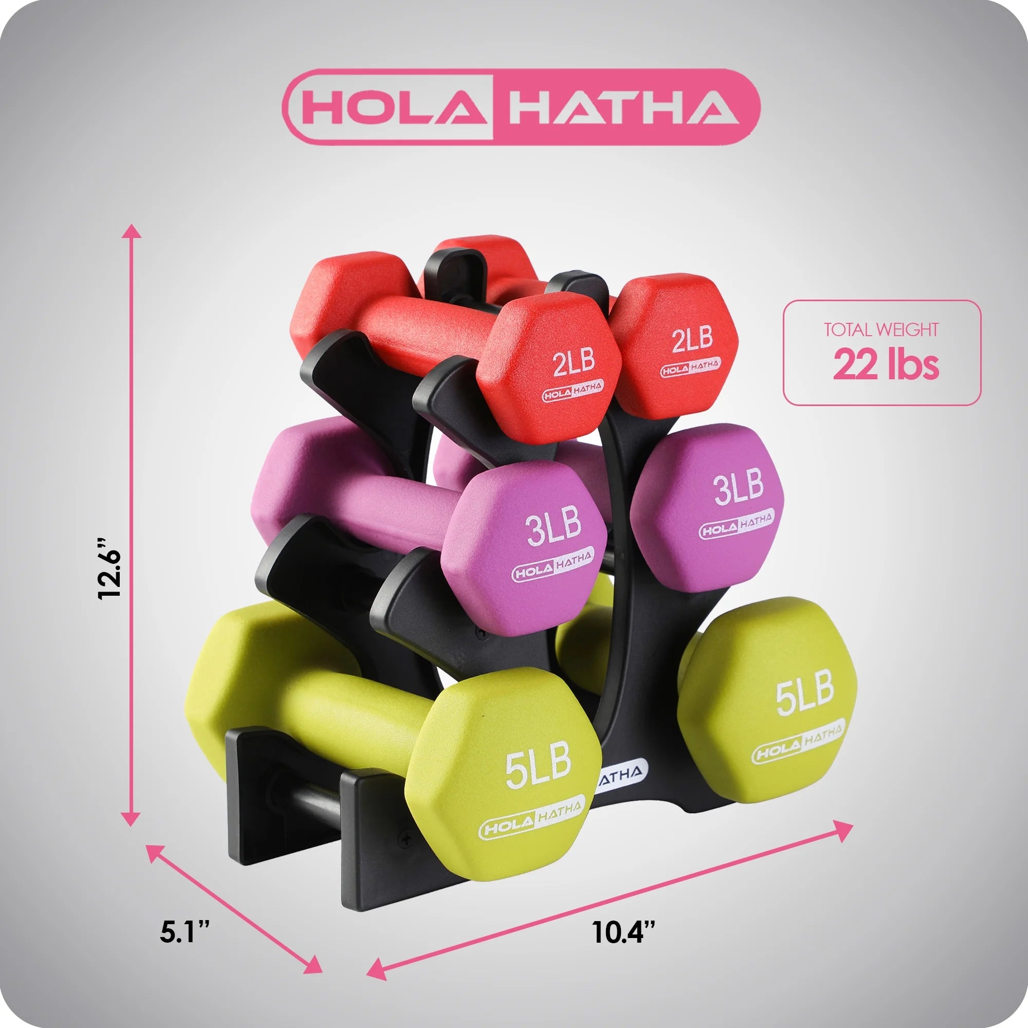 Neoprene Dumbbell Weight Set with Storage Rack, Hand Weights Set with 2 lb, 3 lb and 5 lb Dumbbells for Strength Training, Home Gym, Aerobics and Fitness Workouts