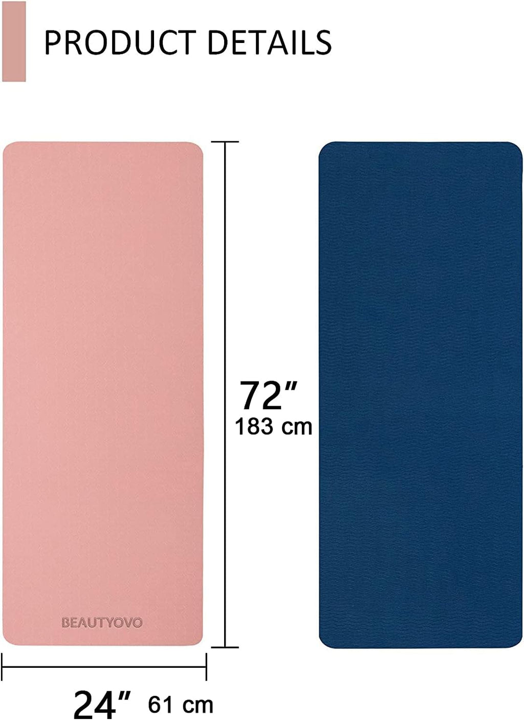 Yoga Mat with Carrying Strap, 1/3-Inch Extra Thick Non-Slip TPE Exercise Mat, Double-Sided Professional Yoga Mat for Women and Men, Workout Mat for Yoga, Pilates and Floor Exercises