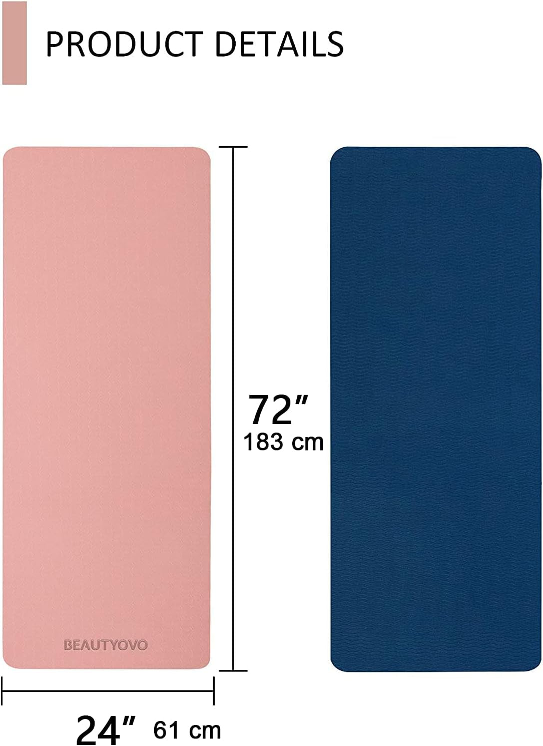 Yoga Mat with Carrying Strap, 1/3-Inch Extra Thick Non-Slip TPE Exercise Mat, Double-Sided Professional Yoga Mat for Women and Men, Workout Mat for Yoga, Pilates and Floor Exercises