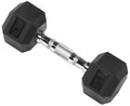 10 lb Rubber Hex Dumbbell, Rubber Encased Hand Weight with Ergonomic Grip Handle, Anti-Roll Hex Design for Strength Training, Home Gym and Fitness Workouts, Black