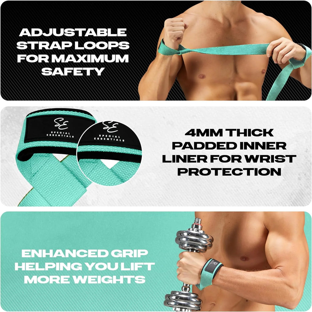 Weightlifting Wrist Straps for Men & Women, 2-Pack Adjustable Padded Neoprene Lifting Straps for Weightlifting, Deadlifts, Powerlifting, Bodybuilding and Strength Training