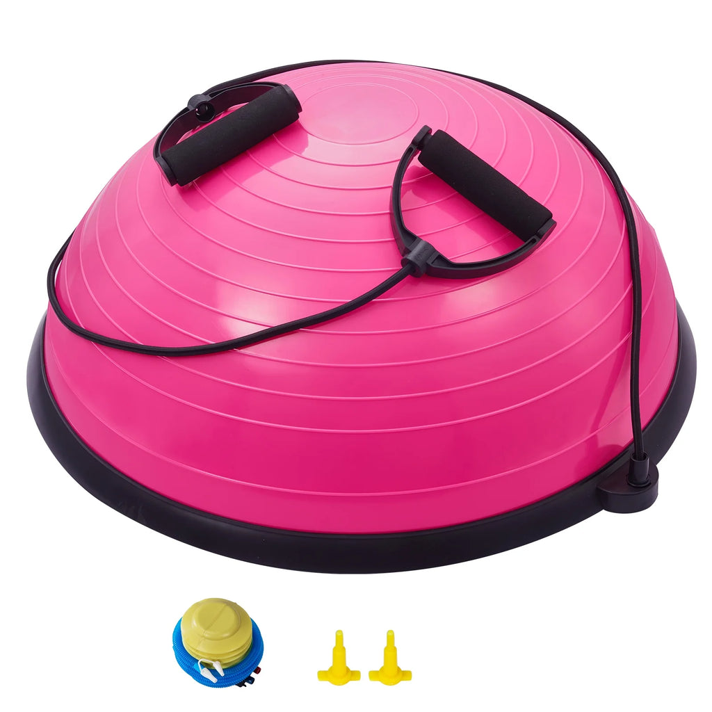 23-Inch Half Balance Ball Trainer with Resistance Bands and Foot Pump, Stability Trainer with 660 lb Weight Capacity for Core Strength, Balance and Full Body Home Workouts