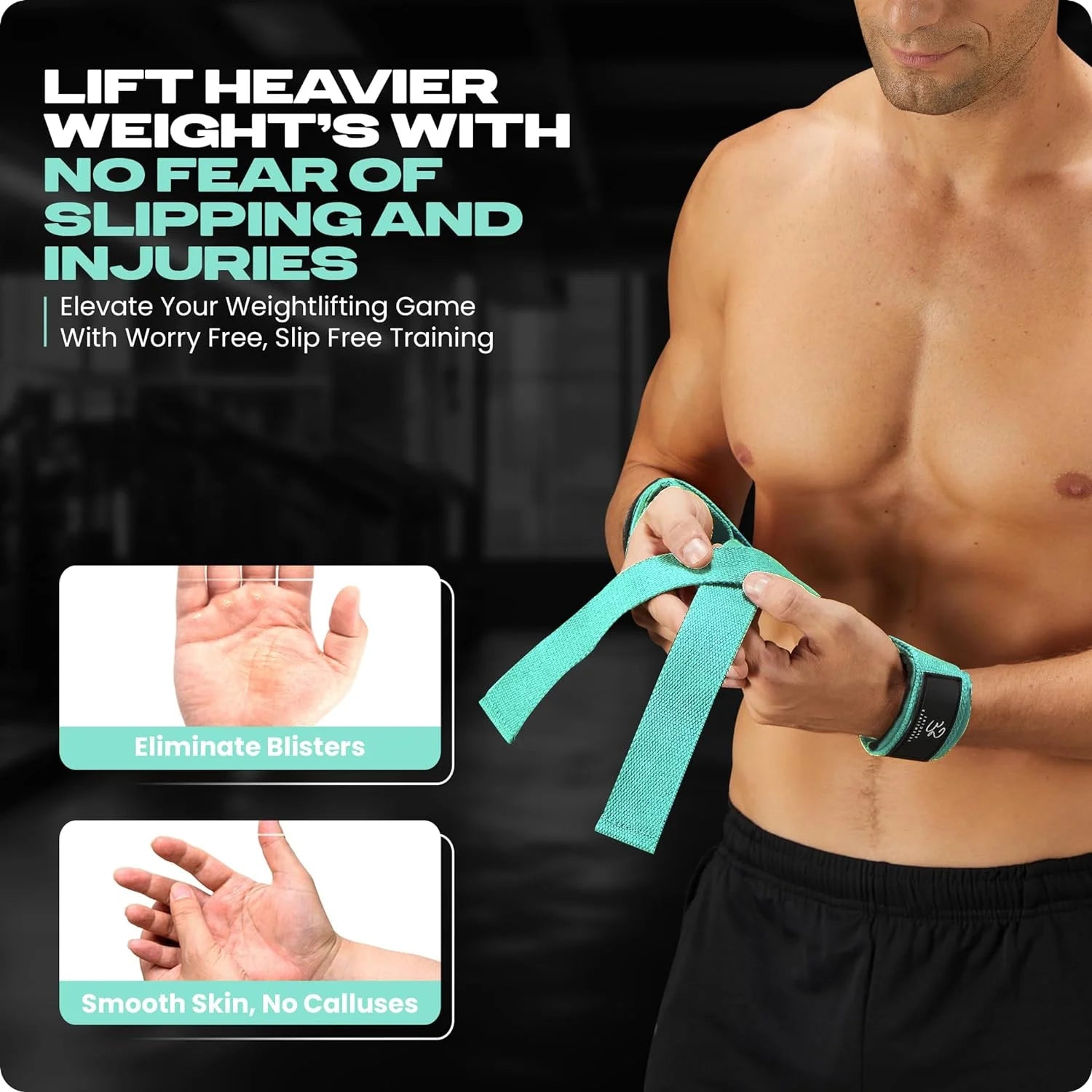 Weightlifting Wrist Straps for Men & Women, 2-Pack Adjustable Padded Neoprene Lifting Straps for Weightlifting, Deadlifts, Powerlifting, Bodybuilding and Strength Training