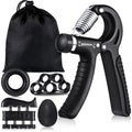 6-Piece Hand Grip Strengthener Kit, Adjustable Hand Gripper (22-132 lbs) with Finger Exerciser, Finger Stretcher, Grip Ring and Stress Relief Ball for Forearm, Hand and Grip Strength Training