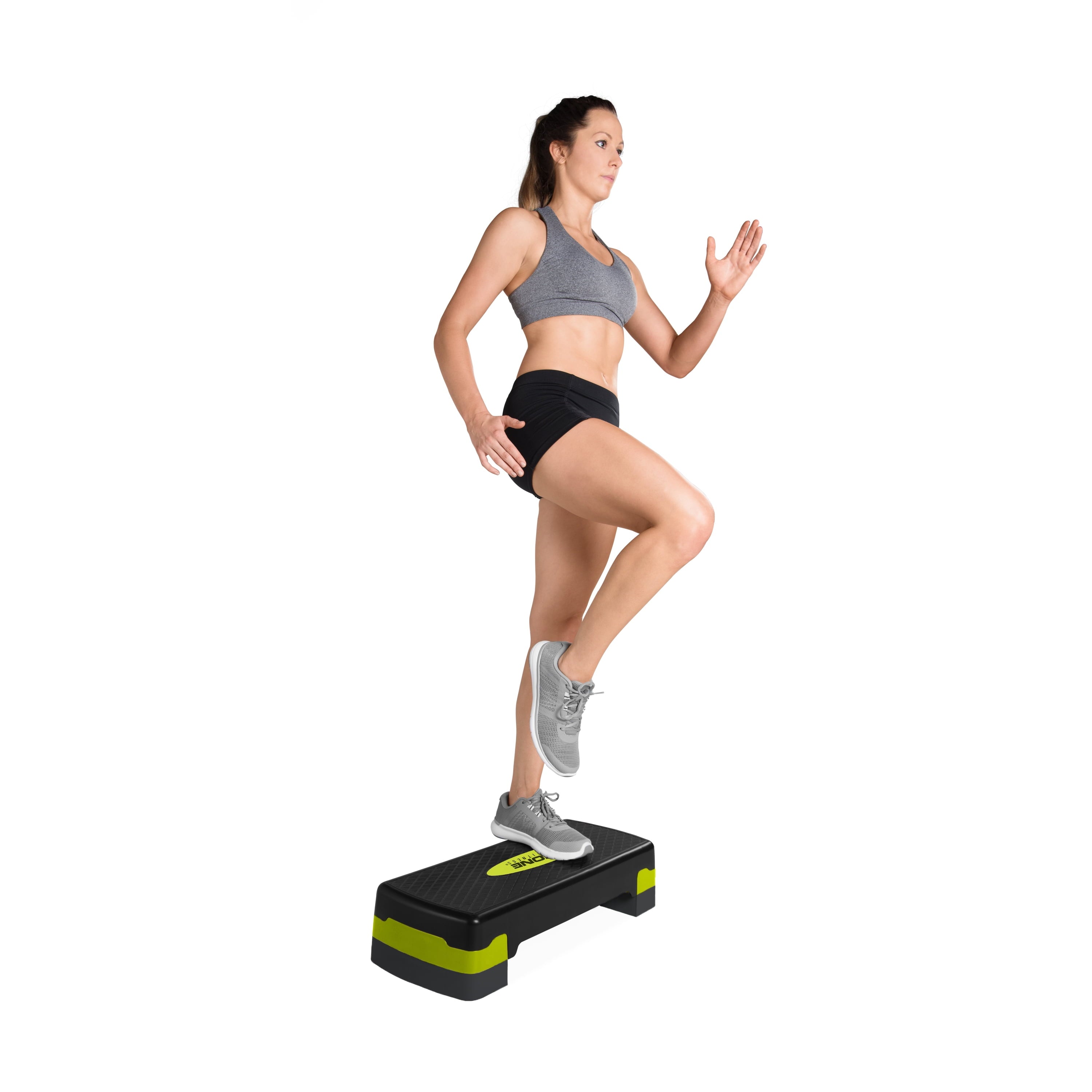 Aerobic Step Platform with Adjustable Risers, Non-Slip Exercise Stepper for Home Workouts, Cardio, Strength Training & Fitness Classes, Black & Yellow