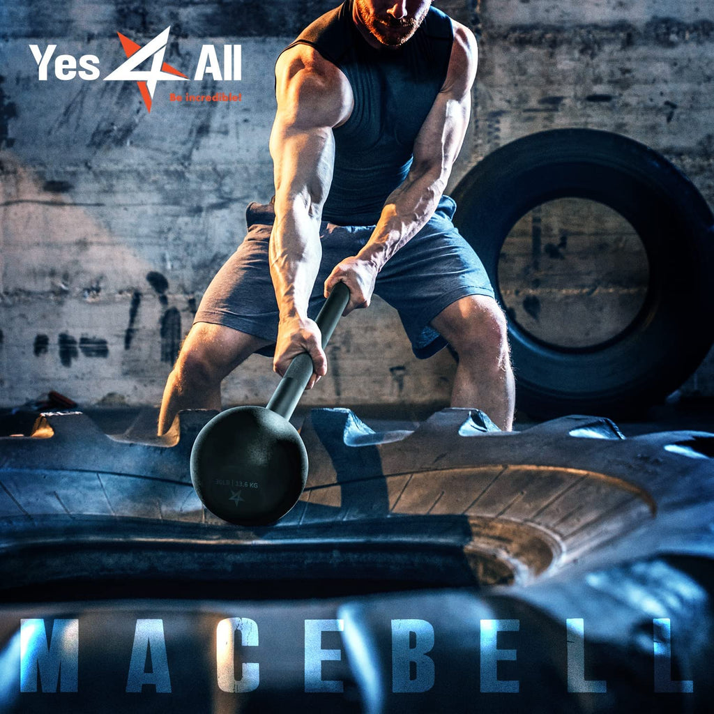 Steel Mace Bell for Strength Training, Full Body Workout Mace for Shoulder, Core, Grip and Forearm Exercises, Functional Fitness Equipment for Men & Women, 15lb