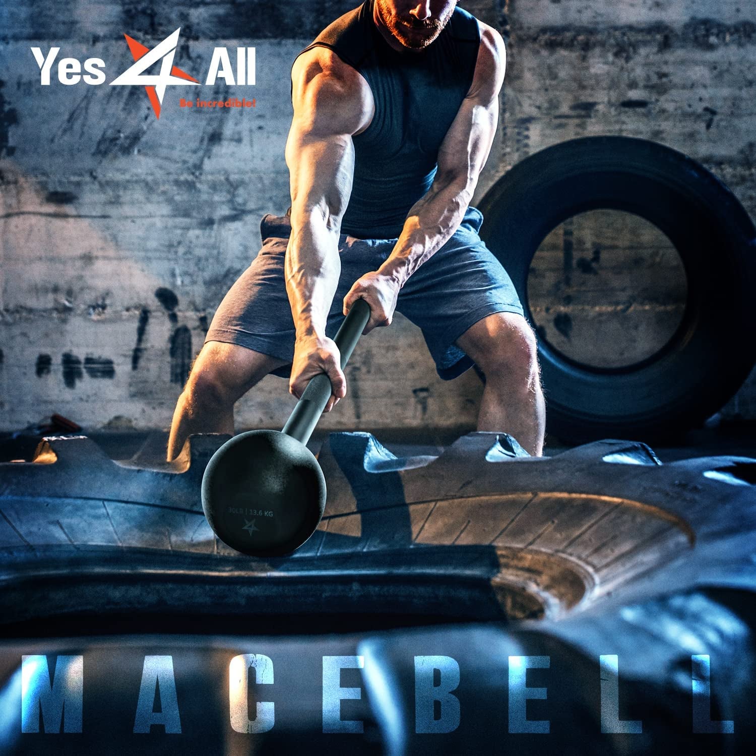 Steel Mace Bell for Strength Training, Full Body Workout Mace for Shoulder, Core, Grip and Forearm Exercises, Functional Fitness Equipment for Men & Women, 15lb