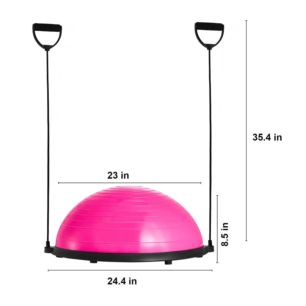 23-Inch Half Balance Ball Trainer with Resistance Bands and Foot Pump, Stability Trainer with 660 lb Weight Capacity for Core Strength, Balance and Full Body Home Workouts