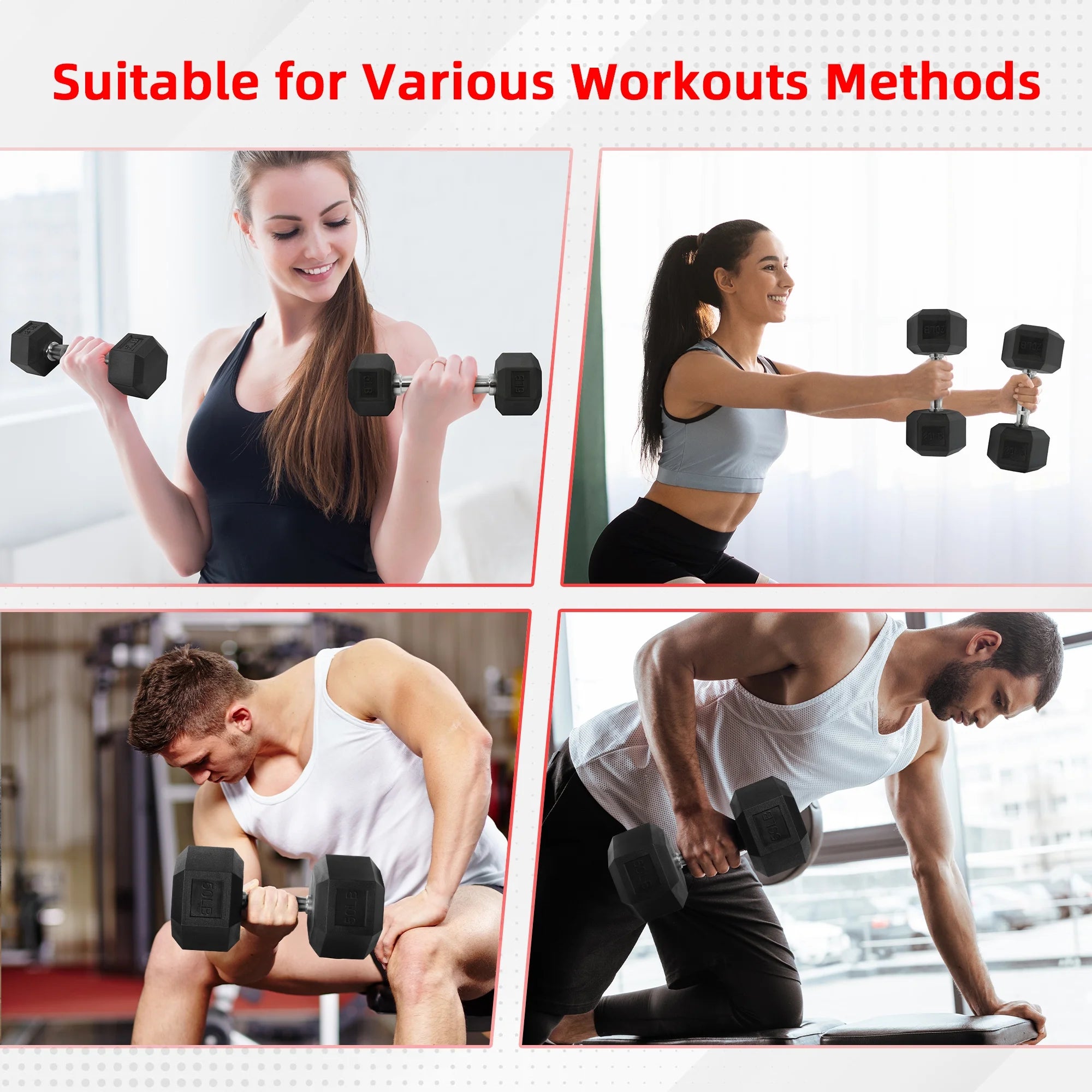 10 lb Rubber Hex Dumbbell, Rubber Encased Hand Weight with Ergonomic Grip Handle, Anti-Roll Hex Design for Strength Training, Home Gym and Fitness Workouts, Black